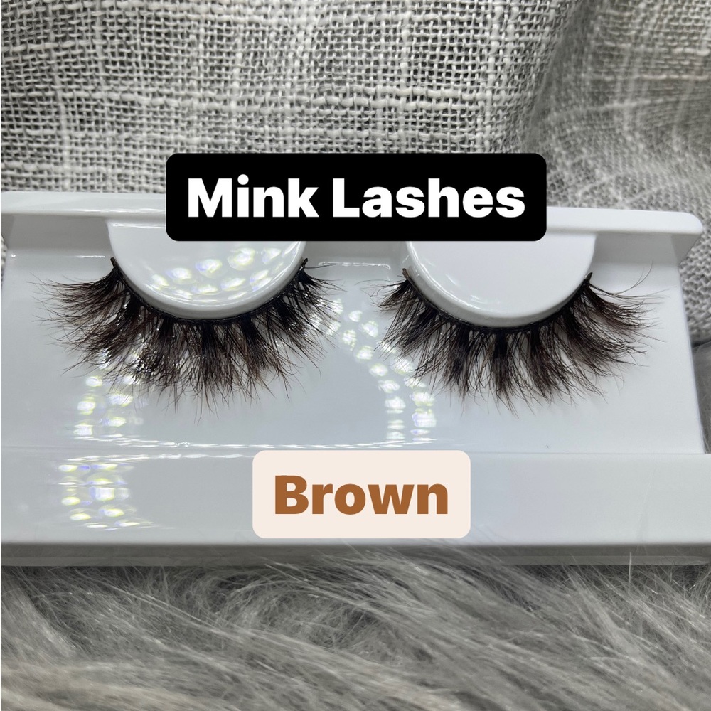 Brown Mink Lashes 16MM 3D Full Volume Medium Eyelashes